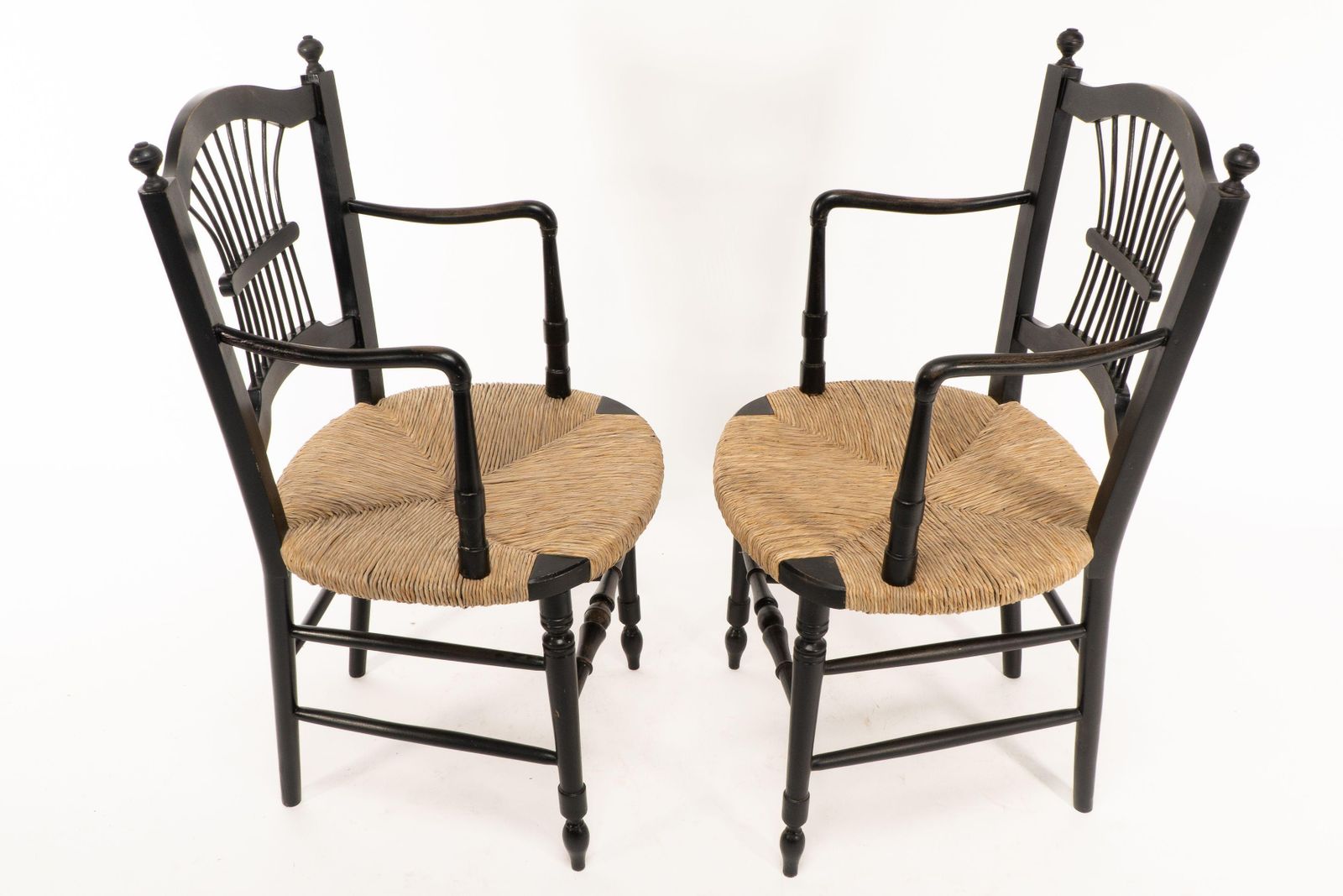 Dante Rossetti For Morris And Co. A Pair Of Rush Seated Armchairs photo for sale