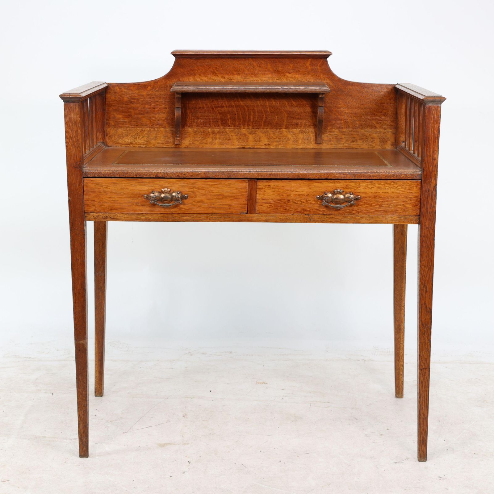 Wylie & Lochhead Attri. An Arts & Crafts Oak Desk With New Leather Writing Area photo Furniture