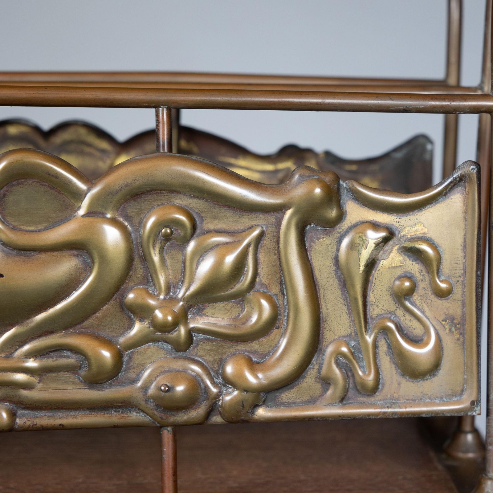 photo for sale Townshends Brassfounders. An Arts & Crafts Revolving Tripod Magazine Rack
