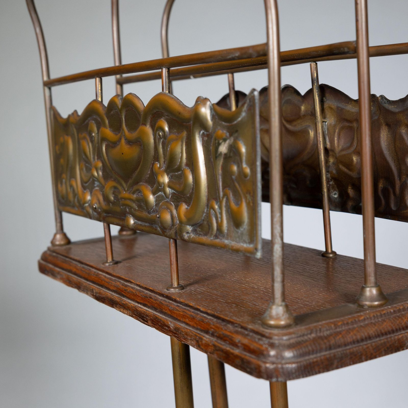 Home Decor Townshends Brassfounders. An Arts & Crafts Revolving Tripod Magazine Rack photo