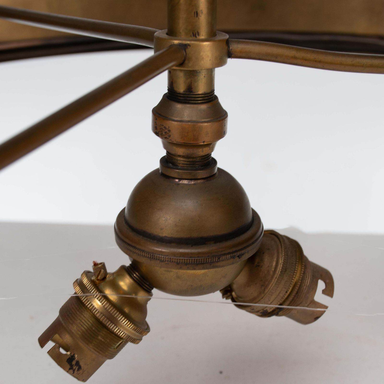 1530.0 An Arts & Craft Ceiling Light With Stylized Petals & A Circular Brass Ring photo