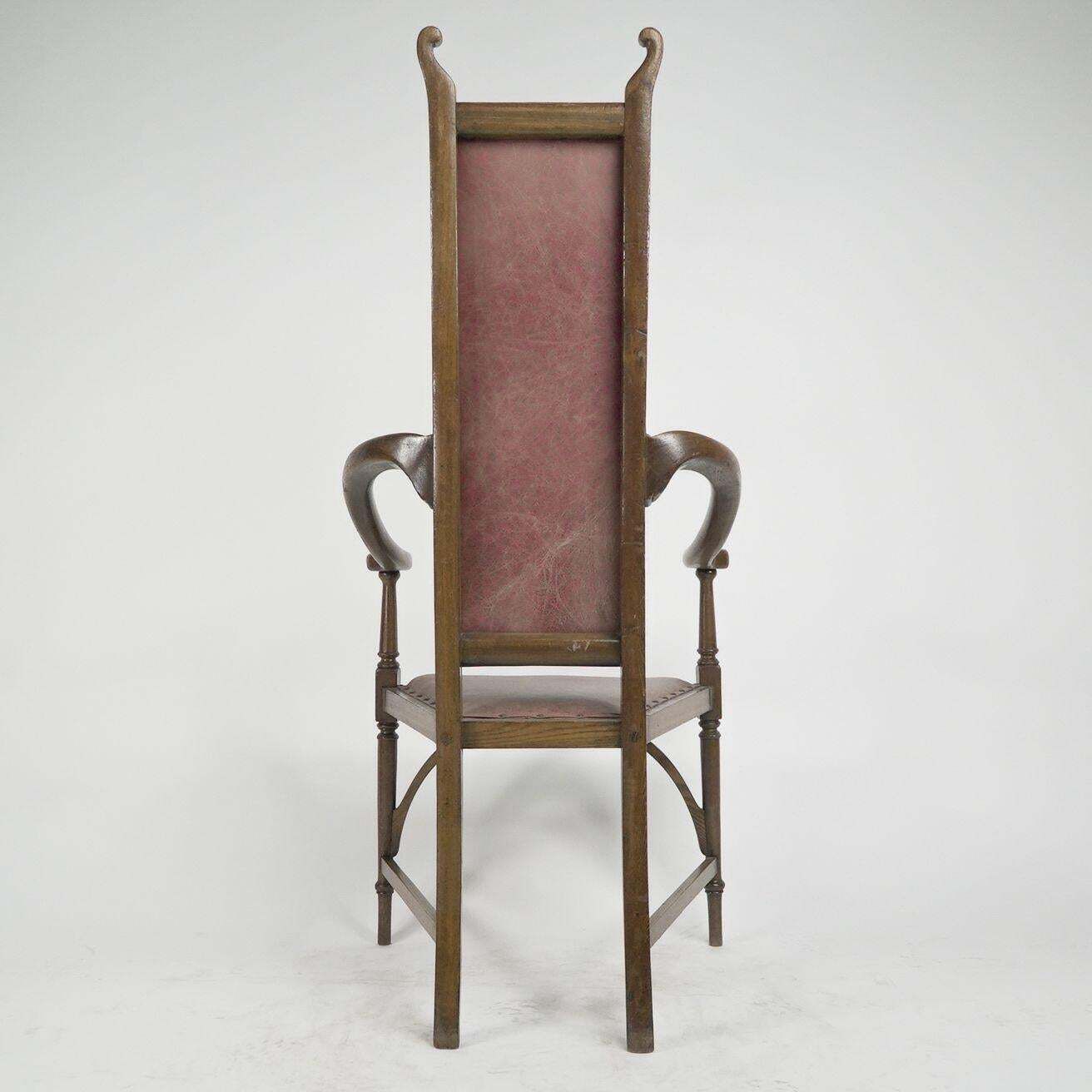 J S Henry. An Ash Arts & Crafts Armchair With An Elongated Back & Curled Ears photo 2040.0