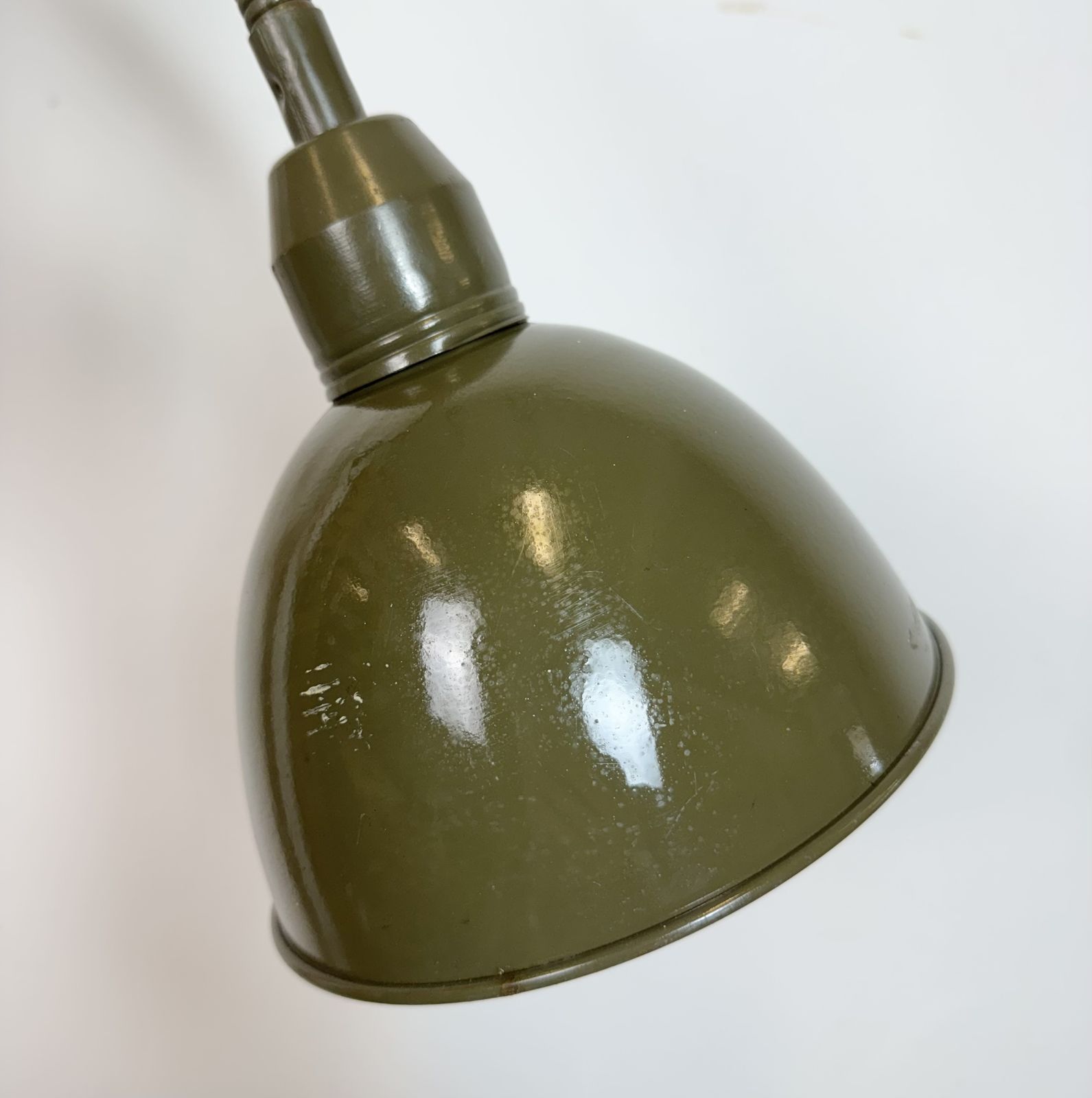 photo vinterior Green Industrial Military Gooseneck Scissor Wall Lamp From Elektroinstala, 1960s