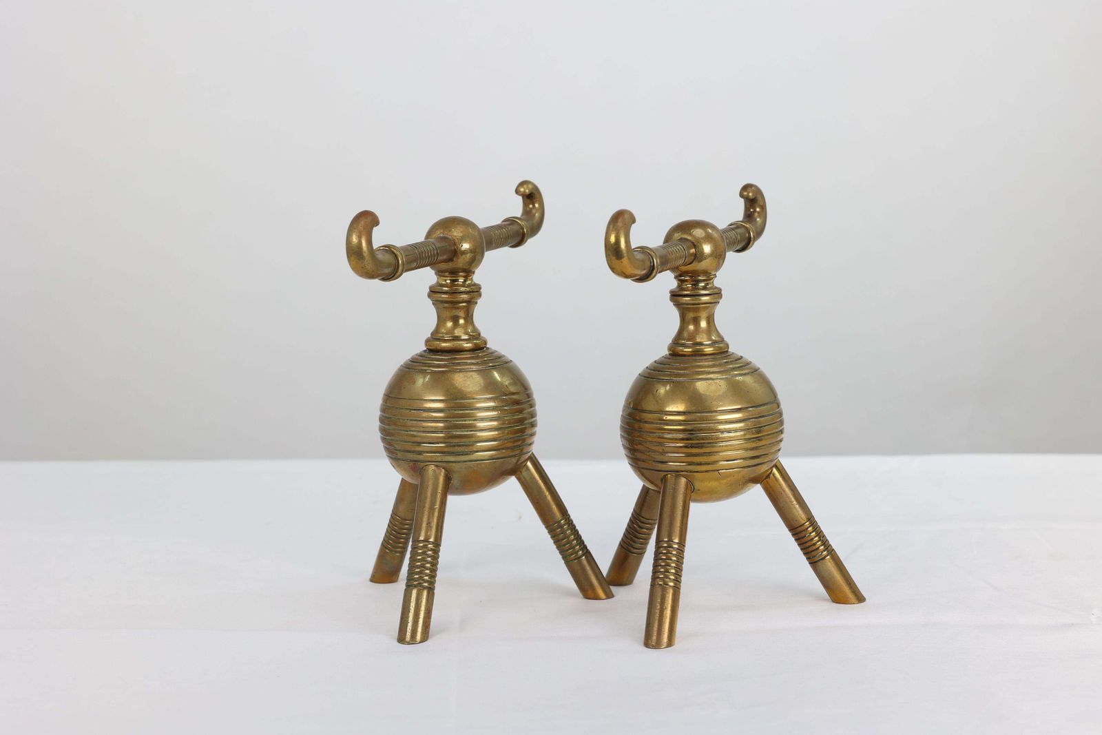 DR Christopher Dresser For Benham And Froud. A Pair Of Brass Fire Dogs photo 382.0