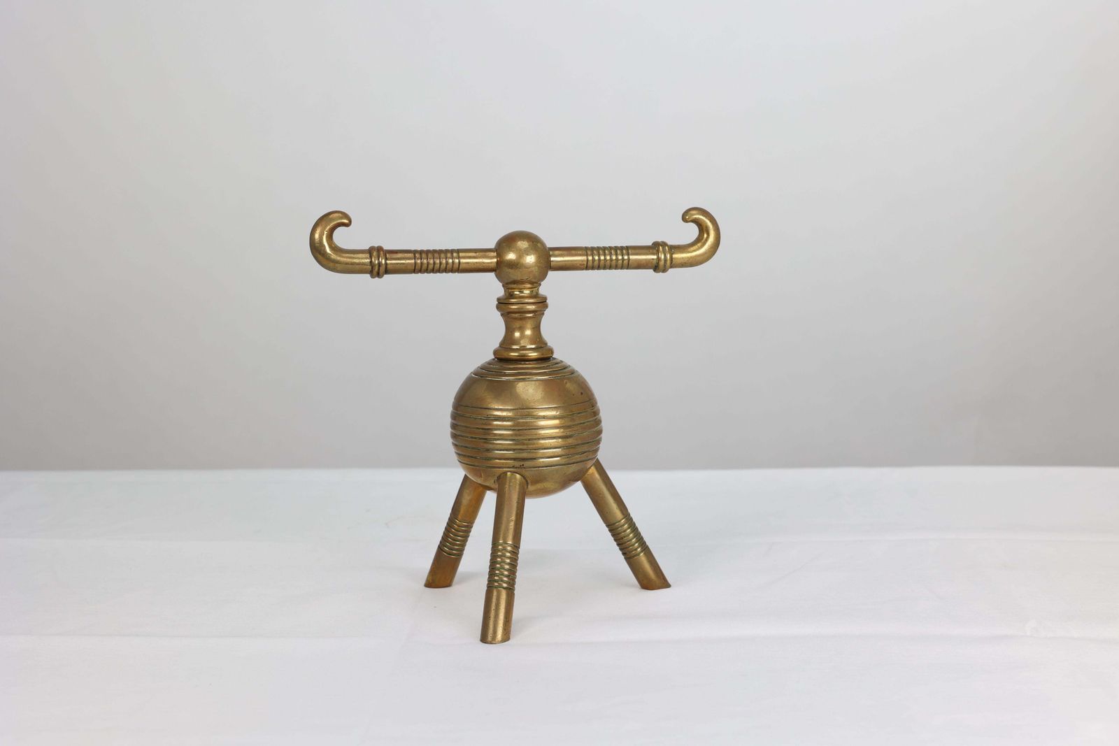 photo for sale DR Christopher Dresser For Benham And Froud. A Pair Of Brass Fire Dogs