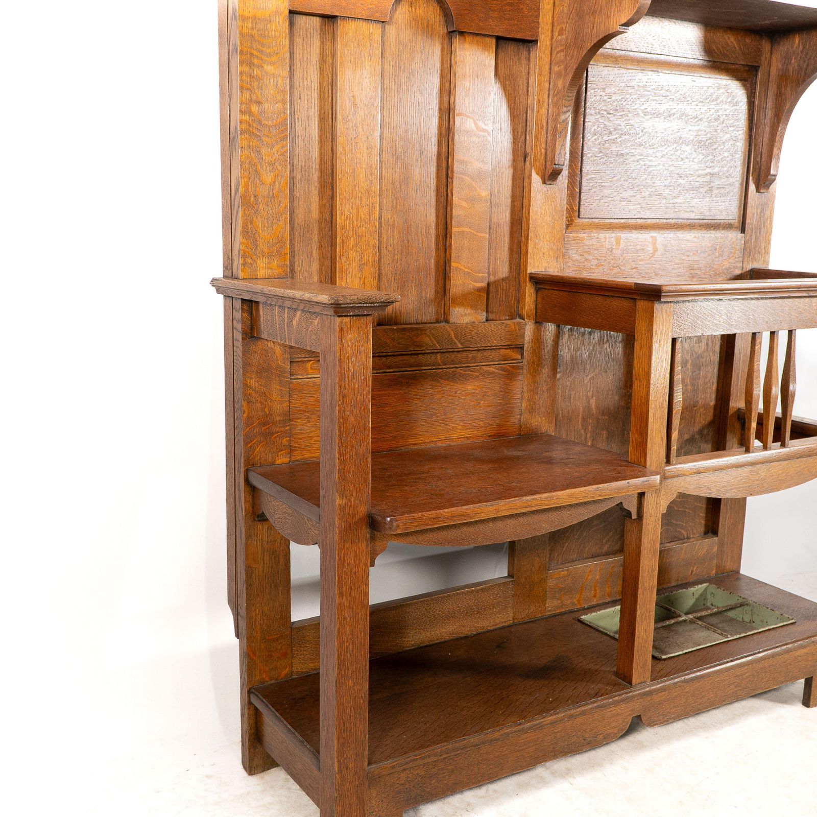 Shapland And Petter. A Good Arts And Crafts Oak Hall Stand photo vintage