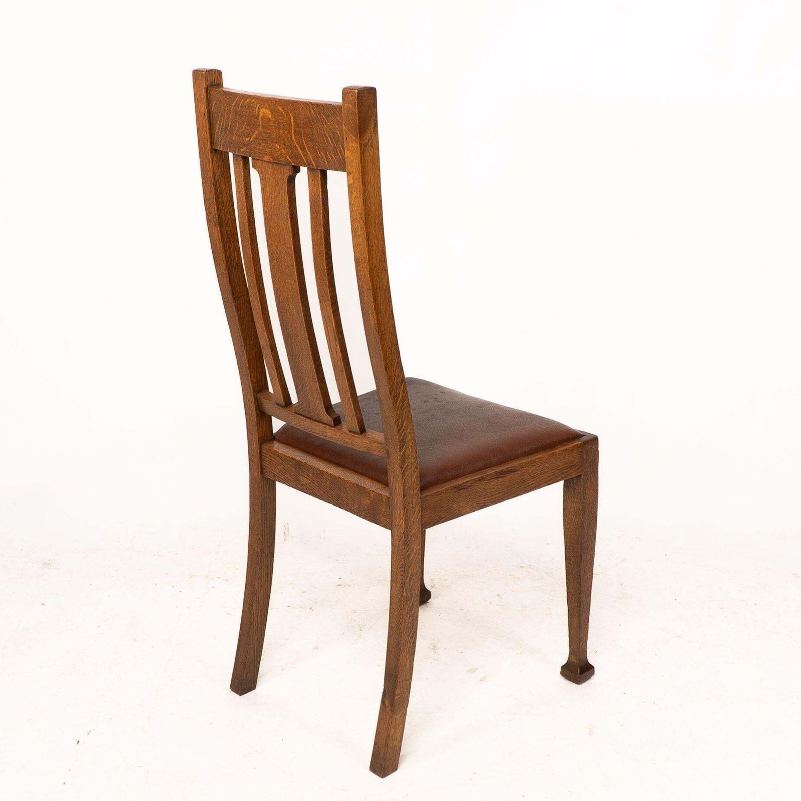 A Set Of Four Arts And Crafts Oak Dining Chairs With Comfortable Shaped Backs photo buy