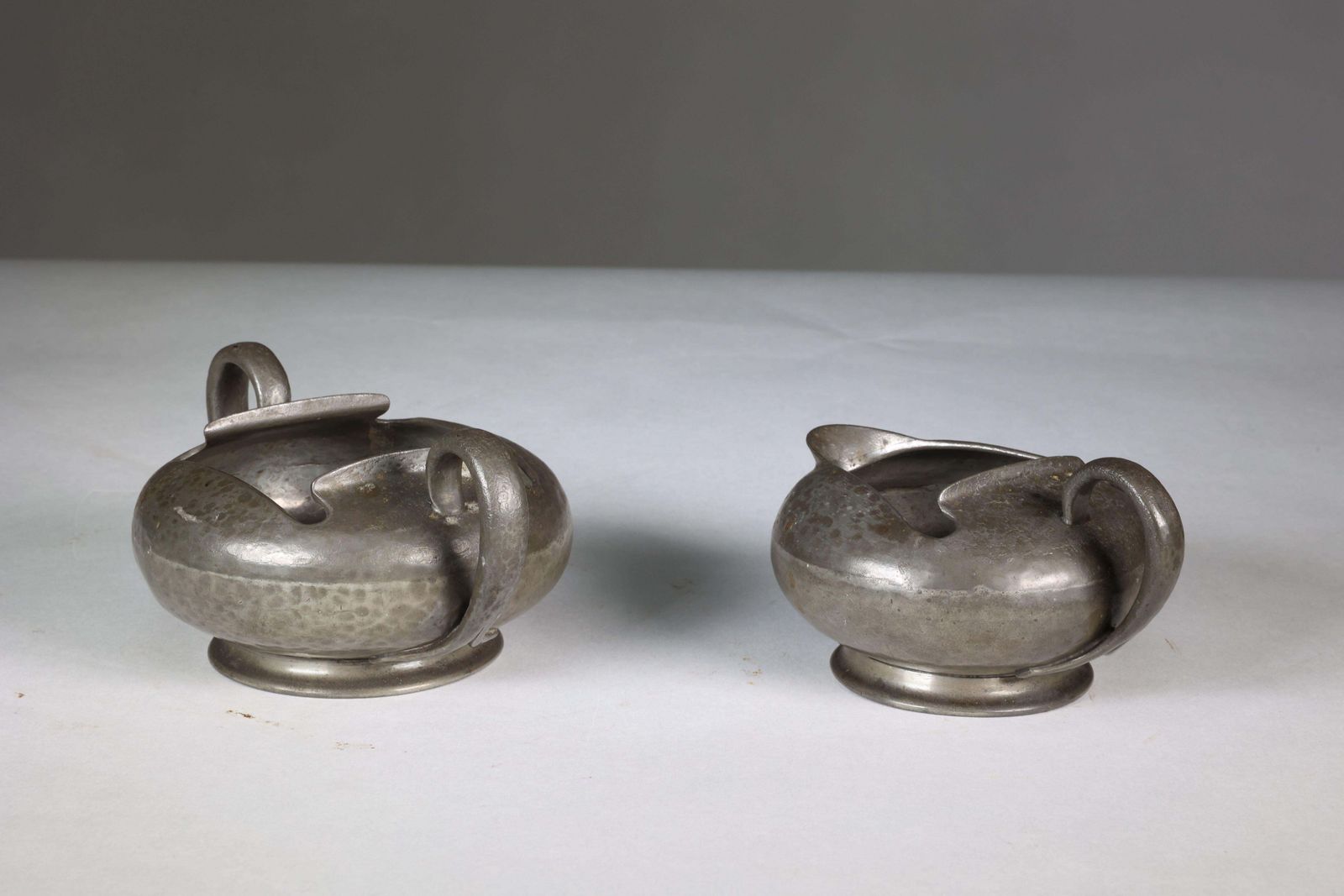 Liberty And Co. An English Pewter 0966 Arts And Crafts Milk And Sugar Bowl photo 459.0