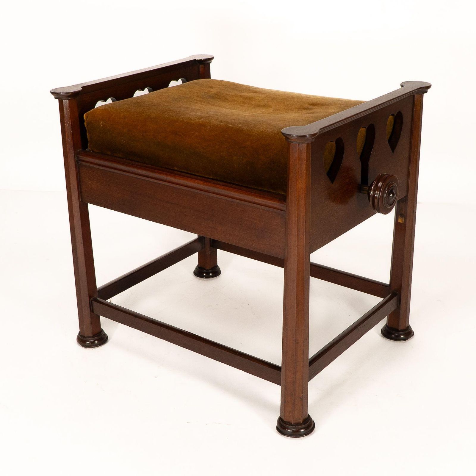 J S Henry In The Style Of Voysey. An Arts & Crafts Walnut Adjustable Piano Stool photo vintage