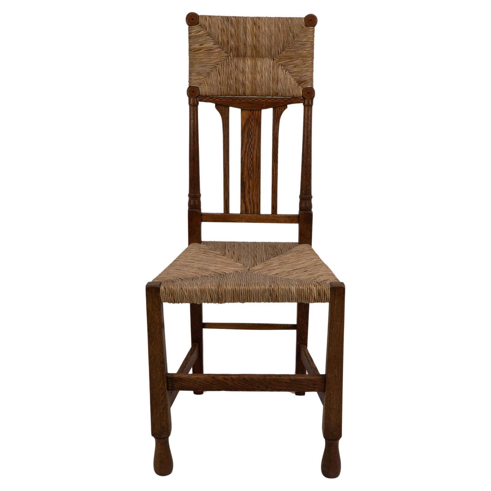Goodyers Of Regent St. George Walton Style. An Arts & Crafts Inlaid Rush Seat