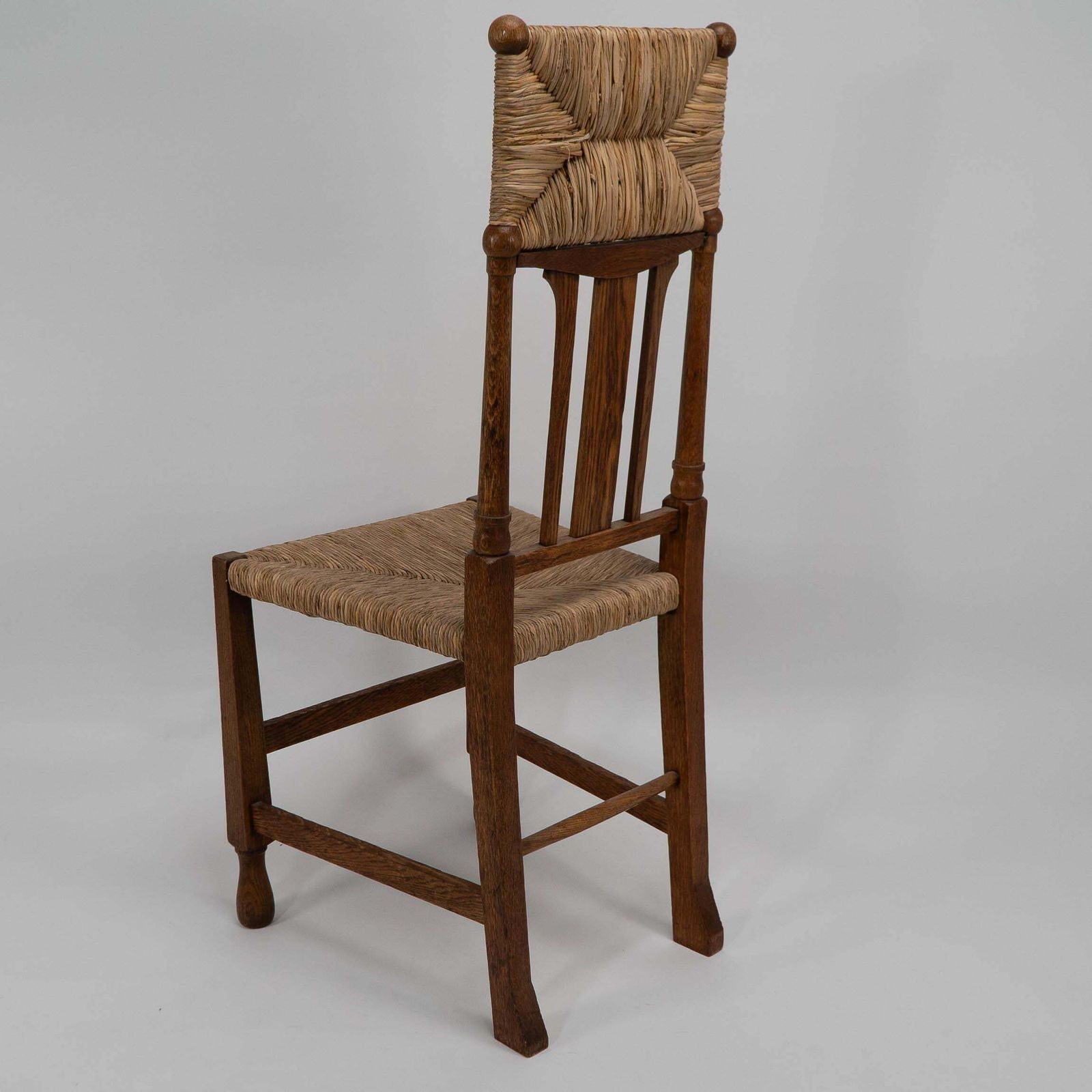 Furniture Goodyers Of Regent St. George Walton Style. An Arts & Crafts Inlaid Rush Seat photo