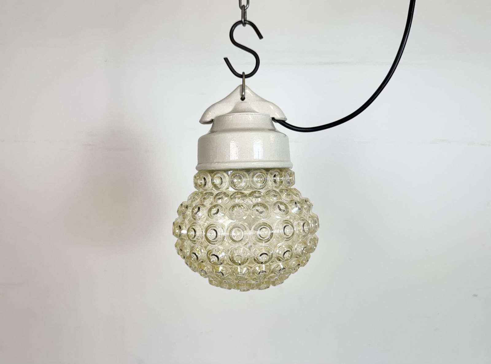 Vintage White Porcelain Pendant Light, 1970s, 2x photo vintage