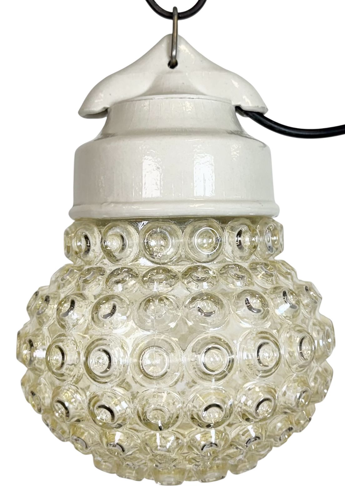 Vintage White Porcelain Pendant Light, 1970s, 2x