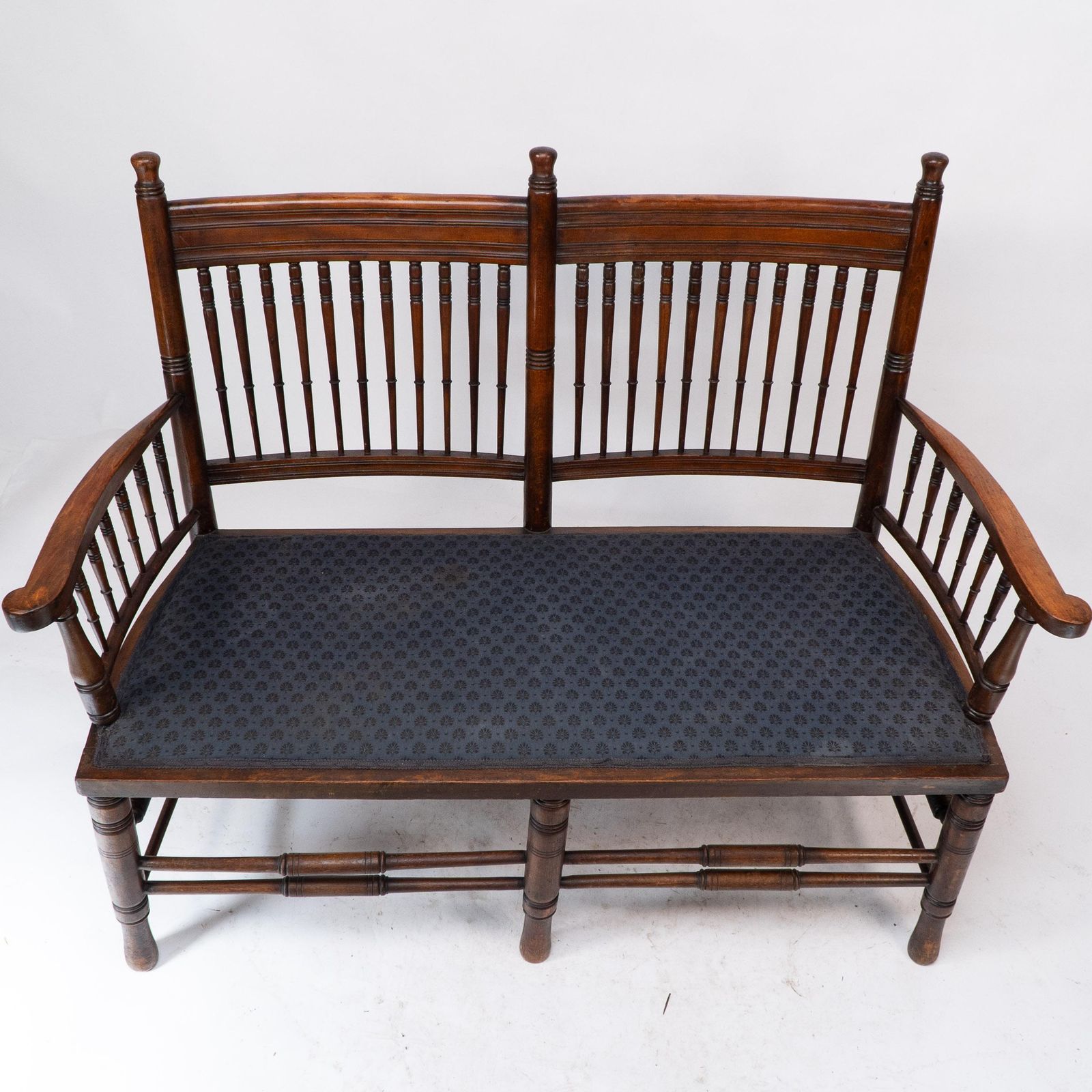 Furniture Bruce Talbert Attri. An Aesthetic Movement Upholstered Love Or Twin Window Seat photo