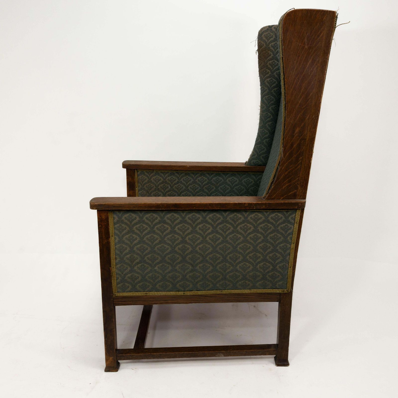 Walter Skull Of High Wycombe. Arts & Crafts Oak Armchair With Chequer Inlays photo for sale