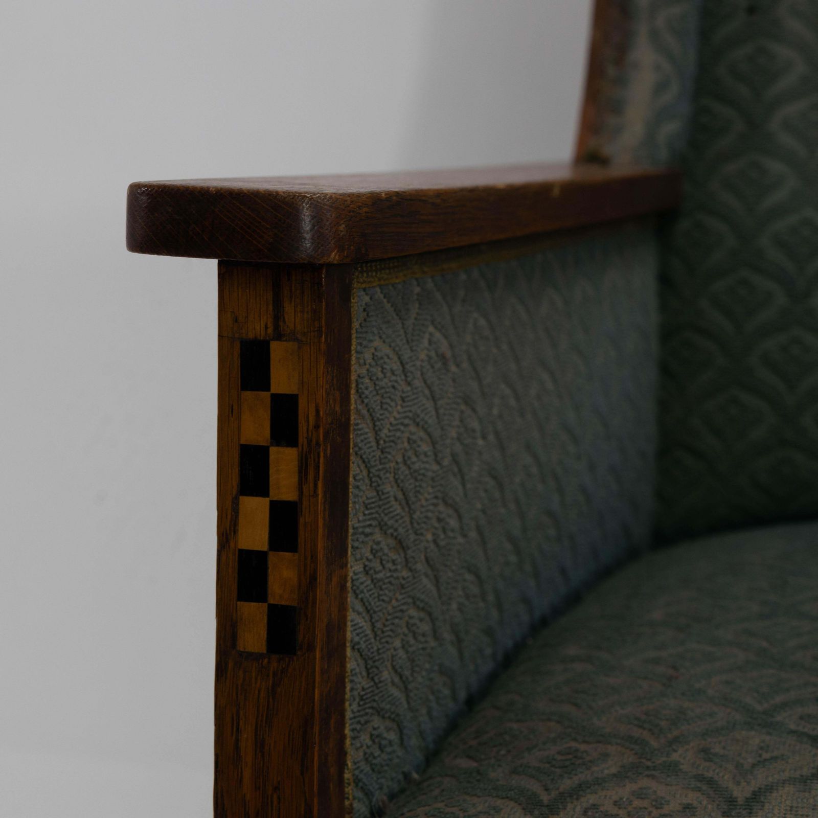 Walter Skull Of High Wycombe. Arts & Crafts Oak Armchair With Chequer Inlays photo buy