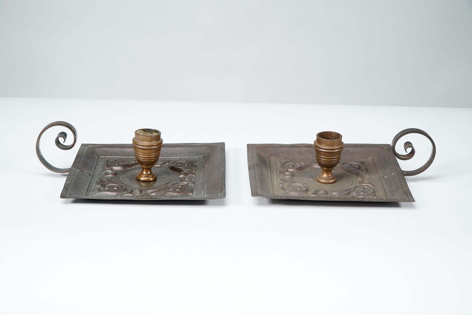 Benham And Froud London. A Pair Of Arts And Crafts Copper Night Candle Holders photo furniture