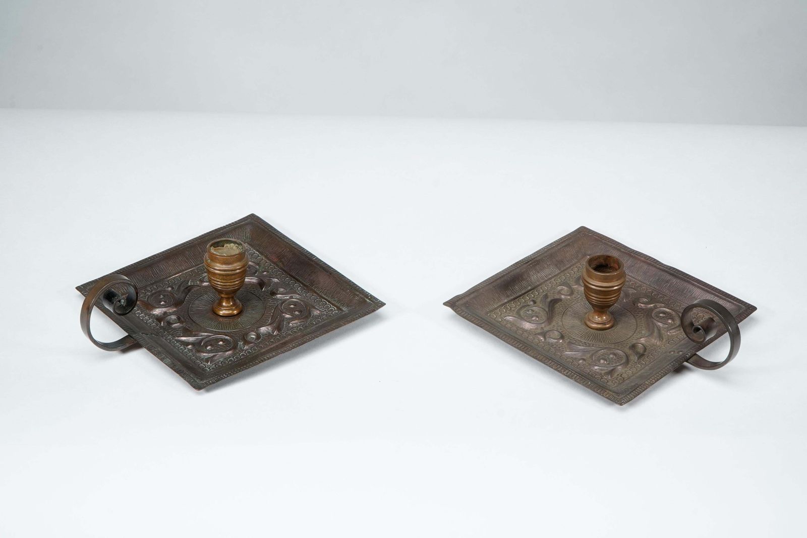 Benham And Froud London. A Pair Of Arts And Crafts Copper Night Candle Holders photo vinterior