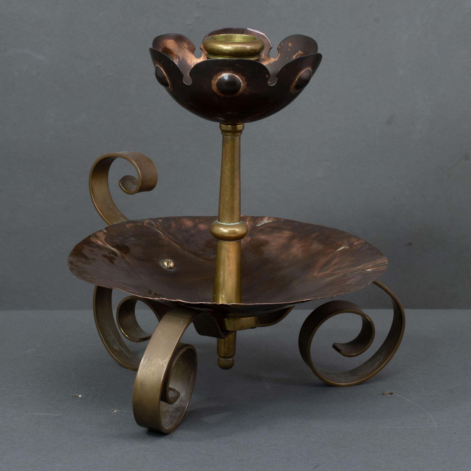Benham & Froud. Pair Of Arts & Crafts Copper Night Candle Holder W. Flower Head photo Home Decor
