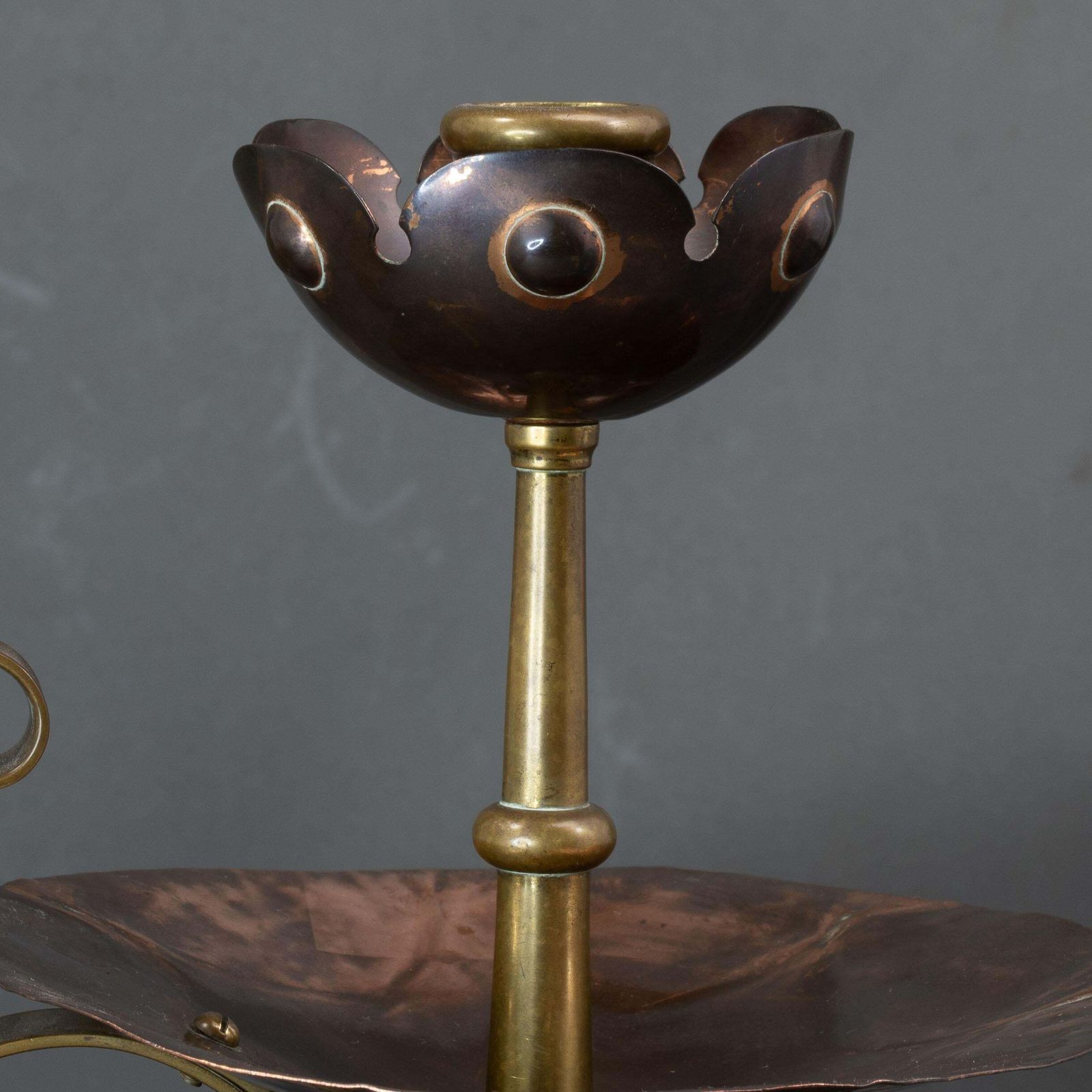 867.0 Benham & Froud. Pair Of Arts & Crafts Copper Night Candle Holder W. Flower Head photo