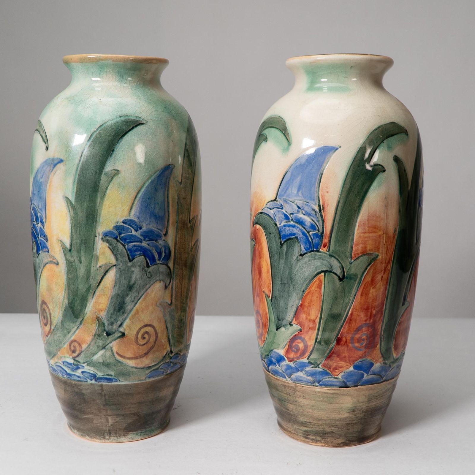 Frank Brangwyn For Royal Doulton. A Pair Of Hand Painted Vases photo furniture