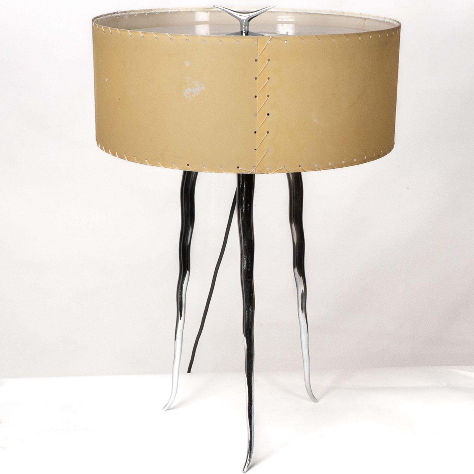 Gerald Thurston In The Style Of. A Mid Century Tripod Polished Steel Table Lamp photo 867.0