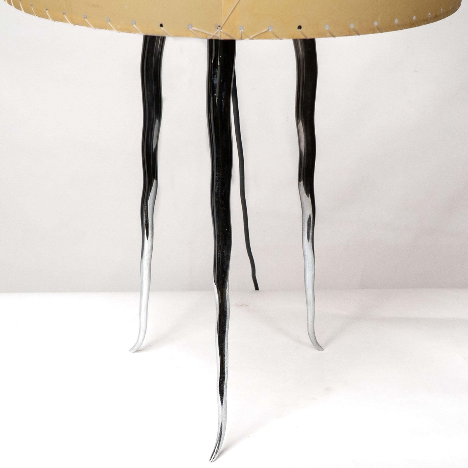 Lighting Gerald Thurston In The Style Of. A Mid Century Tripod Polished Steel Table Lamp photo