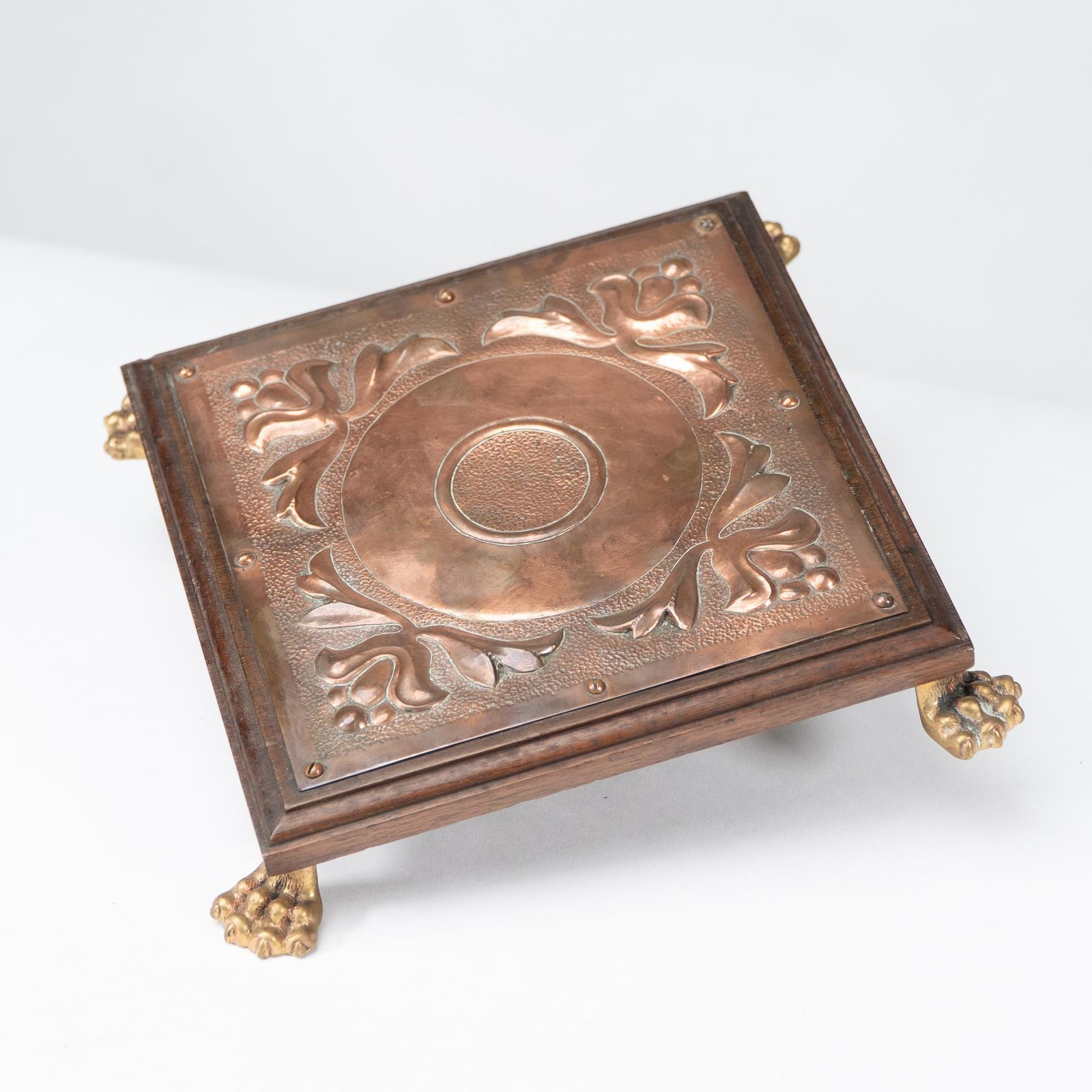 Benham & Froud Attri. An Arts & Crafts Copper And Oak Teapot Stand Or Trivet photo furniture