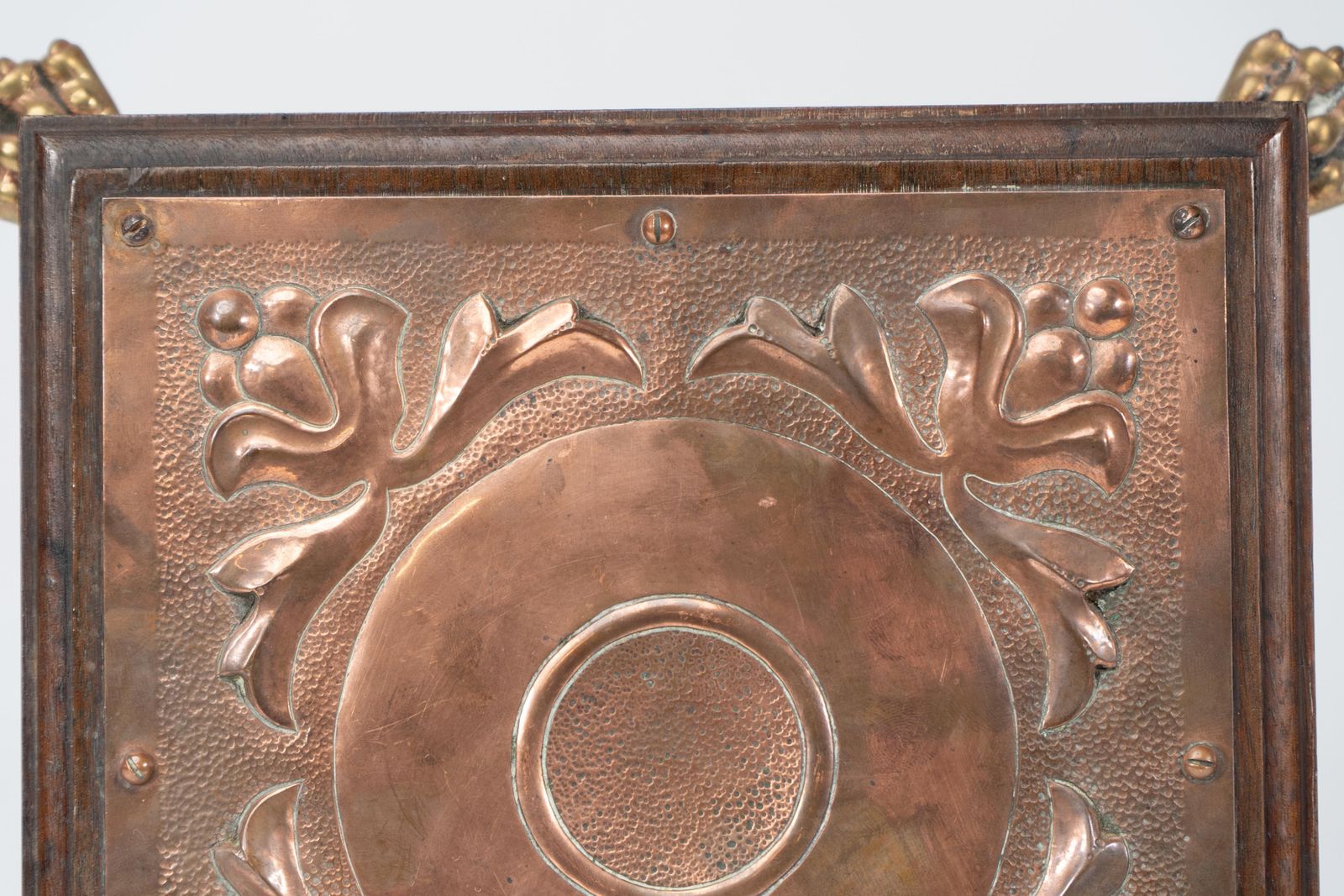 Benham & Froud Attri. An Arts & Crafts Copper And Oak Teapot Stand Or Trivet photo vintage