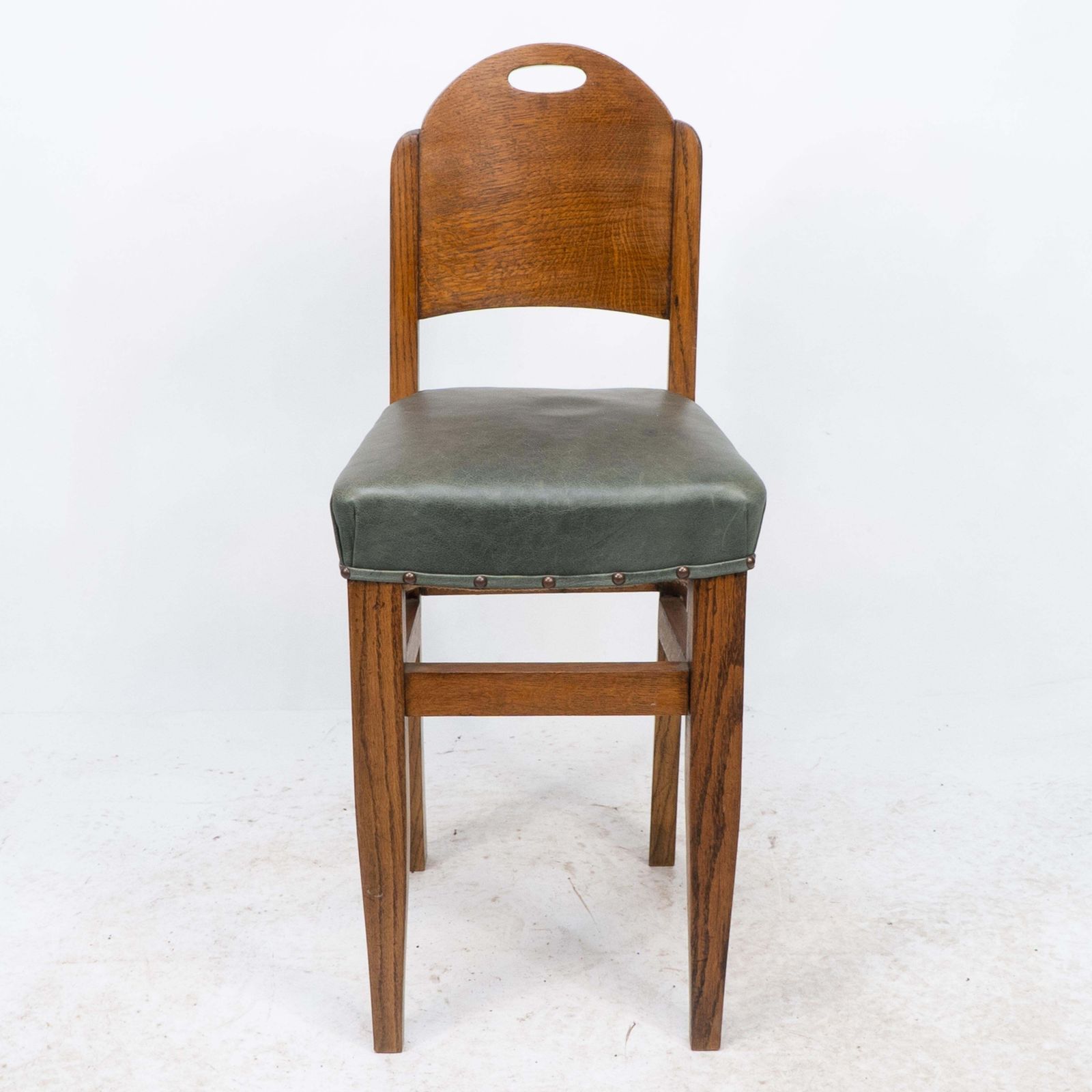 William Birch. An Arts & Crafts High Seat Music Chair With Leather Seat photo furniture