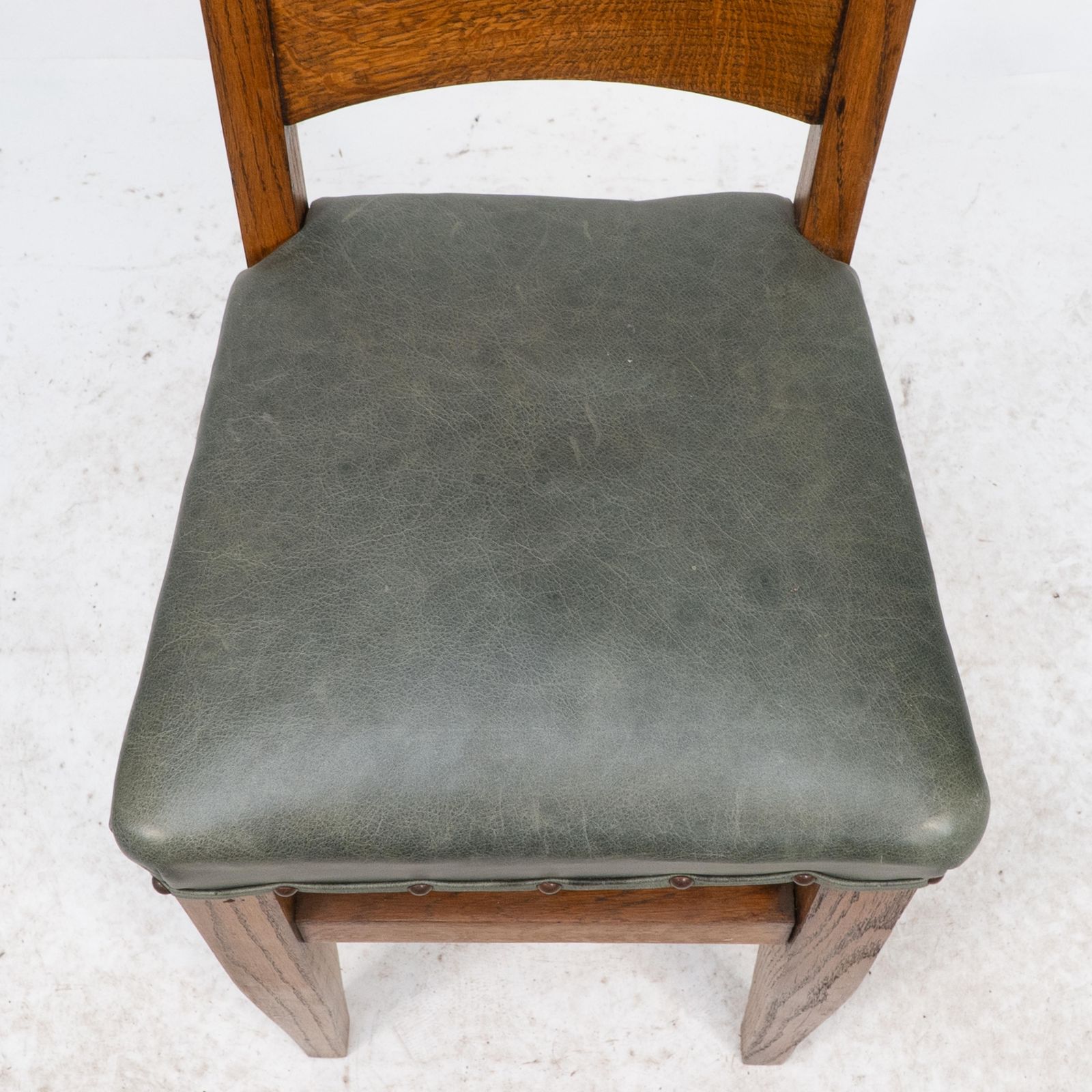 1428.0 William Birch. An Arts & Crafts High Seat Music Chair With Leather Seat photo