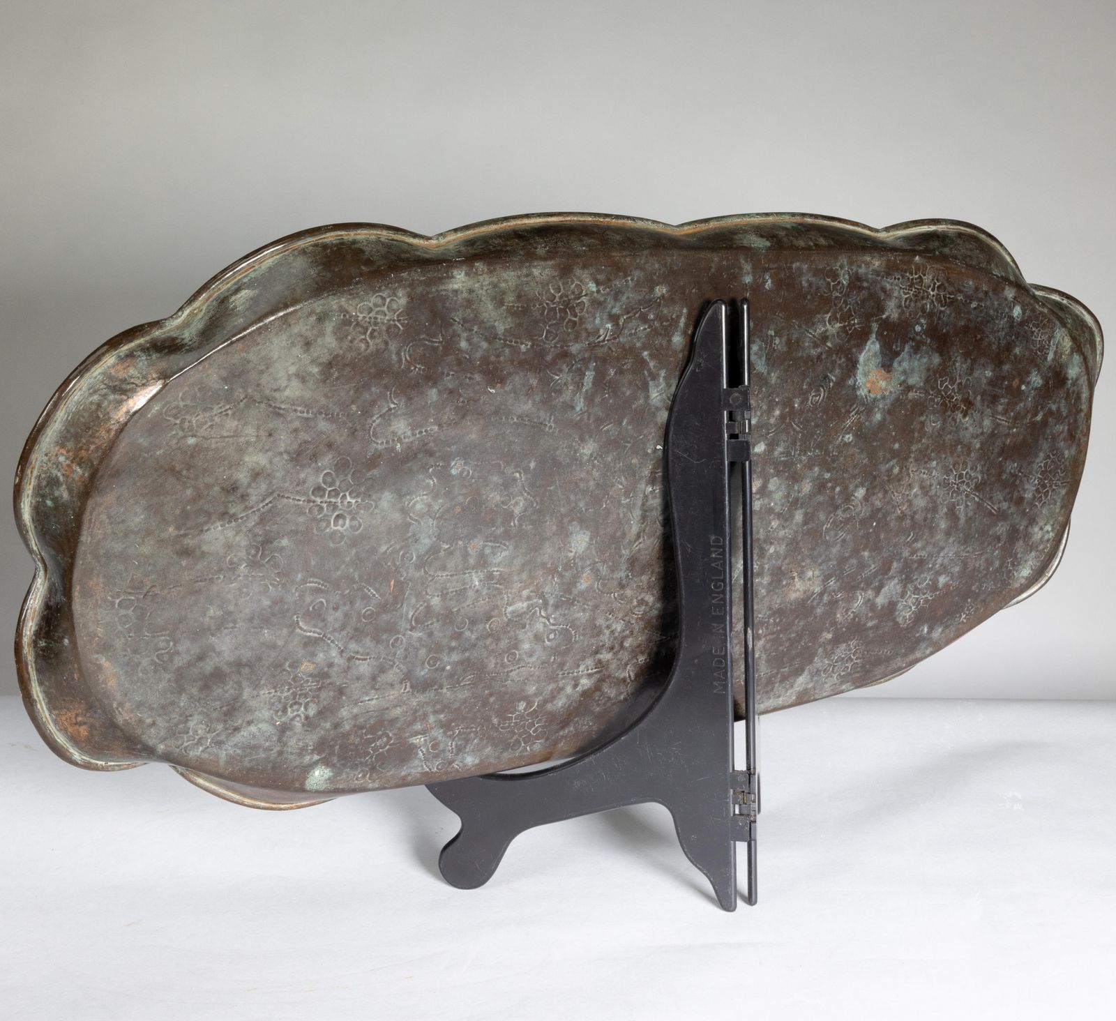 Home Decor An Arts & Crafts Copper Tray Decorated With Swimming Fishes & Folded Wavy Edges photo