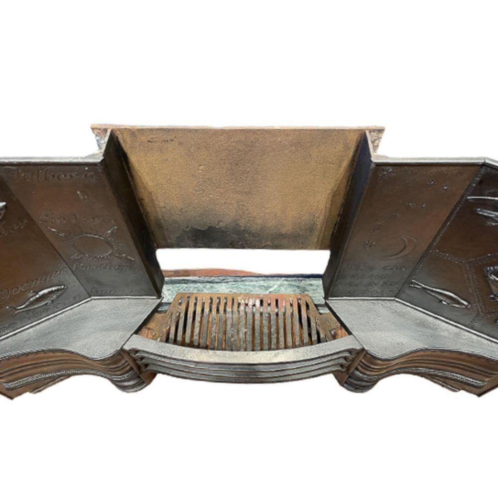 George Jack. Arts & Crafts Cast Iron Plated Copper & Cipollino Marble Fireplace photo vinterior