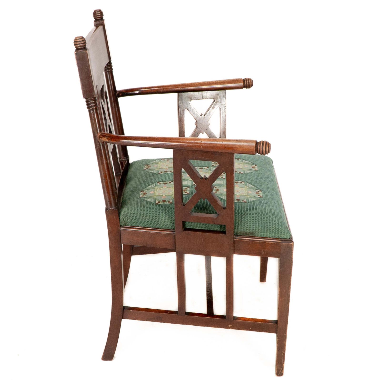 William Birch. An Aesthetic Movement Walnut Armchair With Turned Ball Finials photo Furniture
