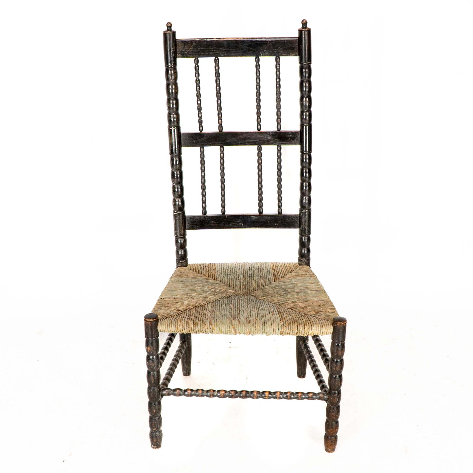 Ernest Gimson. A Rare Cotswold School Ebonised Bobbin Turned Rush Seat Low Chair photo furniture
