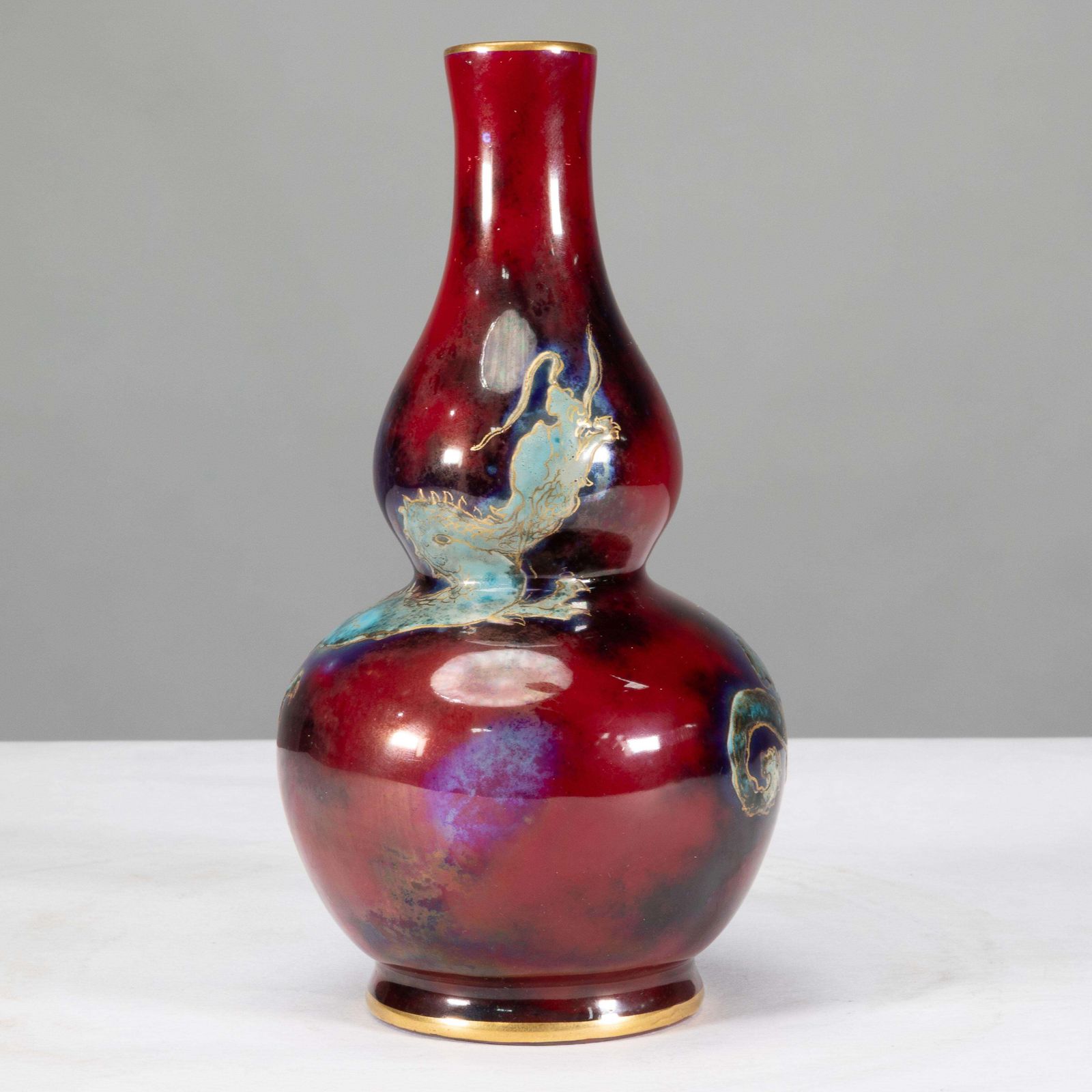 Bernard Moore. A Red Flambe Vase Decorated With A Dragon In The Japanese Style. photo Home Decor