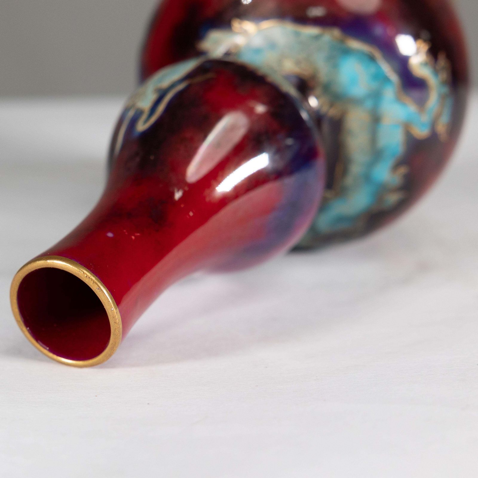 Bernard Moore. A Red Flambe Vase Decorated With A Dragon In The Japanese Style. photo buy
