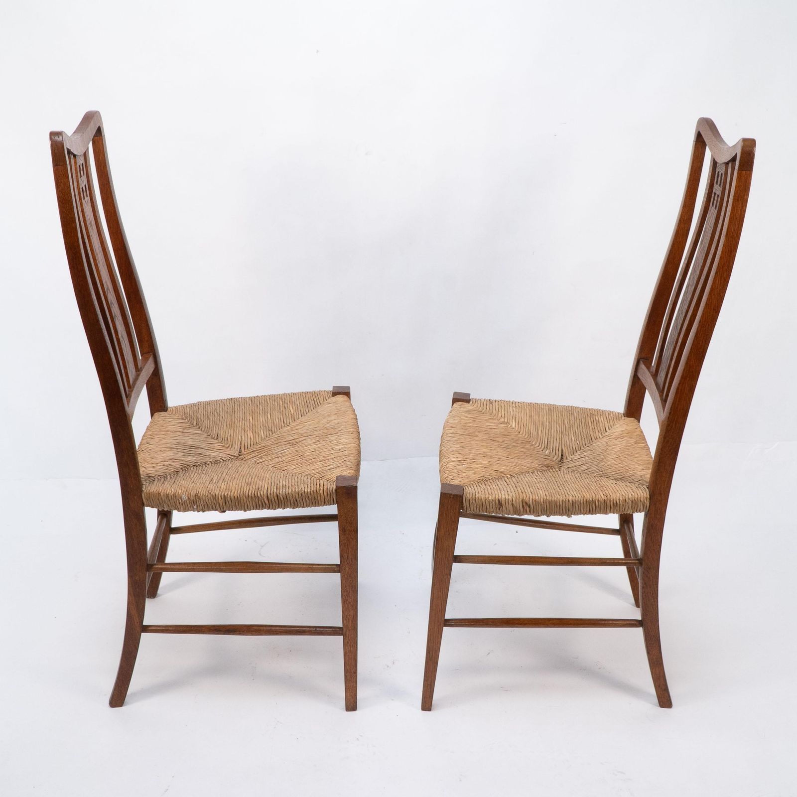 Wylie And Lochhead (Attributed). A Pair Of Rush Seated Side Or Bedroom Chairs photo for sale