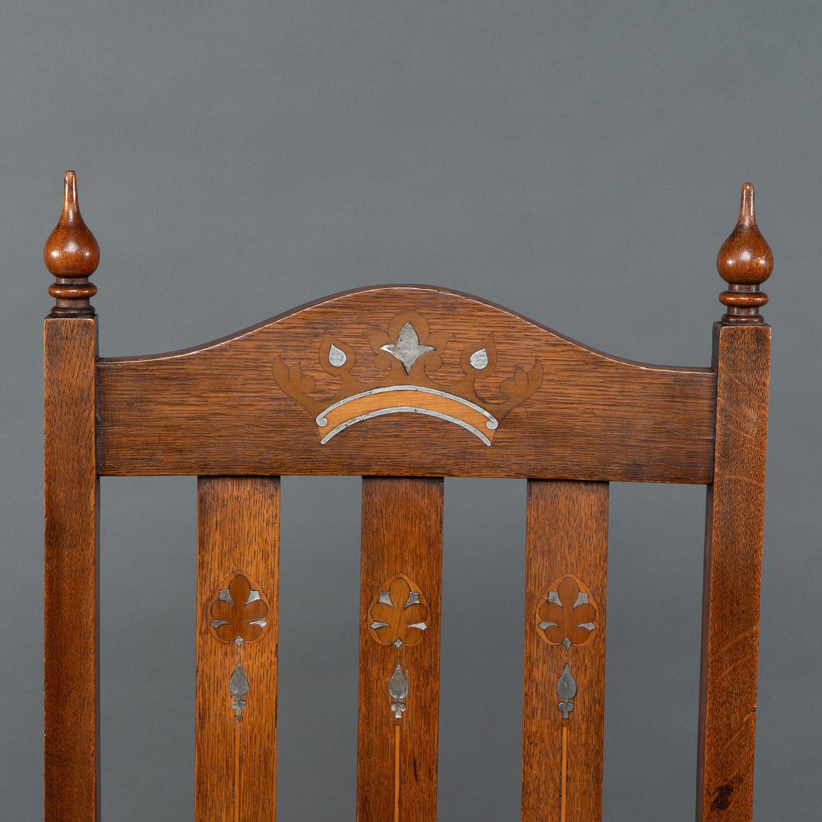 Liberty & Co Attributed. An Arts & Crafts Oak Armchair With Inlaid Royal Crown photo vinterior