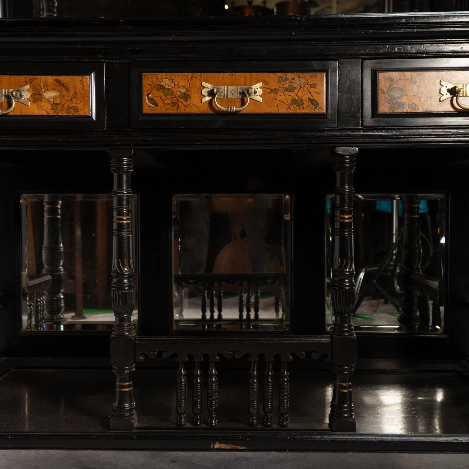 photo buy Gillows. A Fine Aesthetic Movement Side Cabinet With Hand Painted Floral Panels