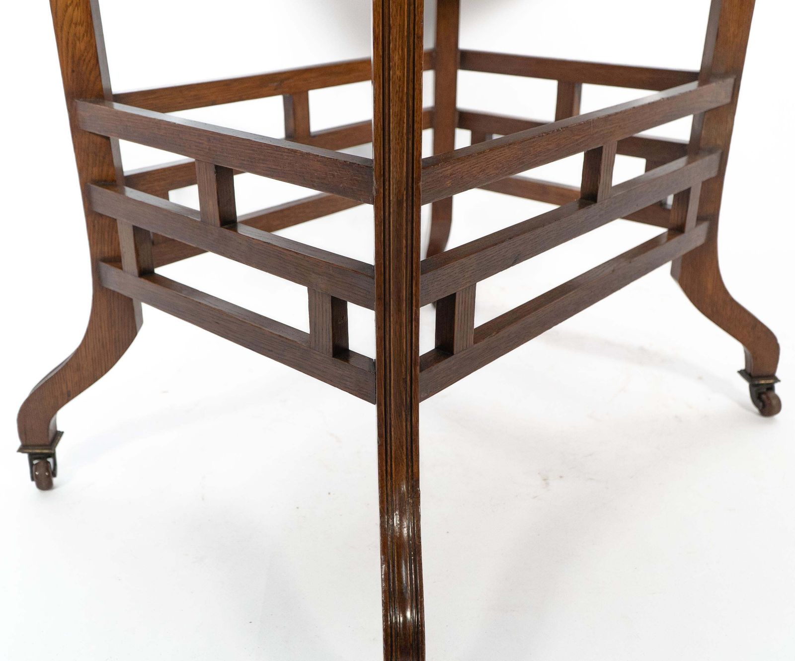 Furniture Lambs Of Manchester, Stamped Lambs. A Rare Anglo Japanese Oak Oval Centre Table photo