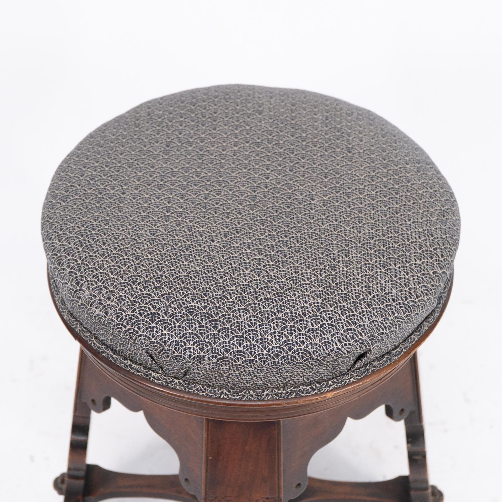3060.0 Liberty And Co Attri. A Rare Moorish Walnut Revolving Stool With Moorish Arches photo