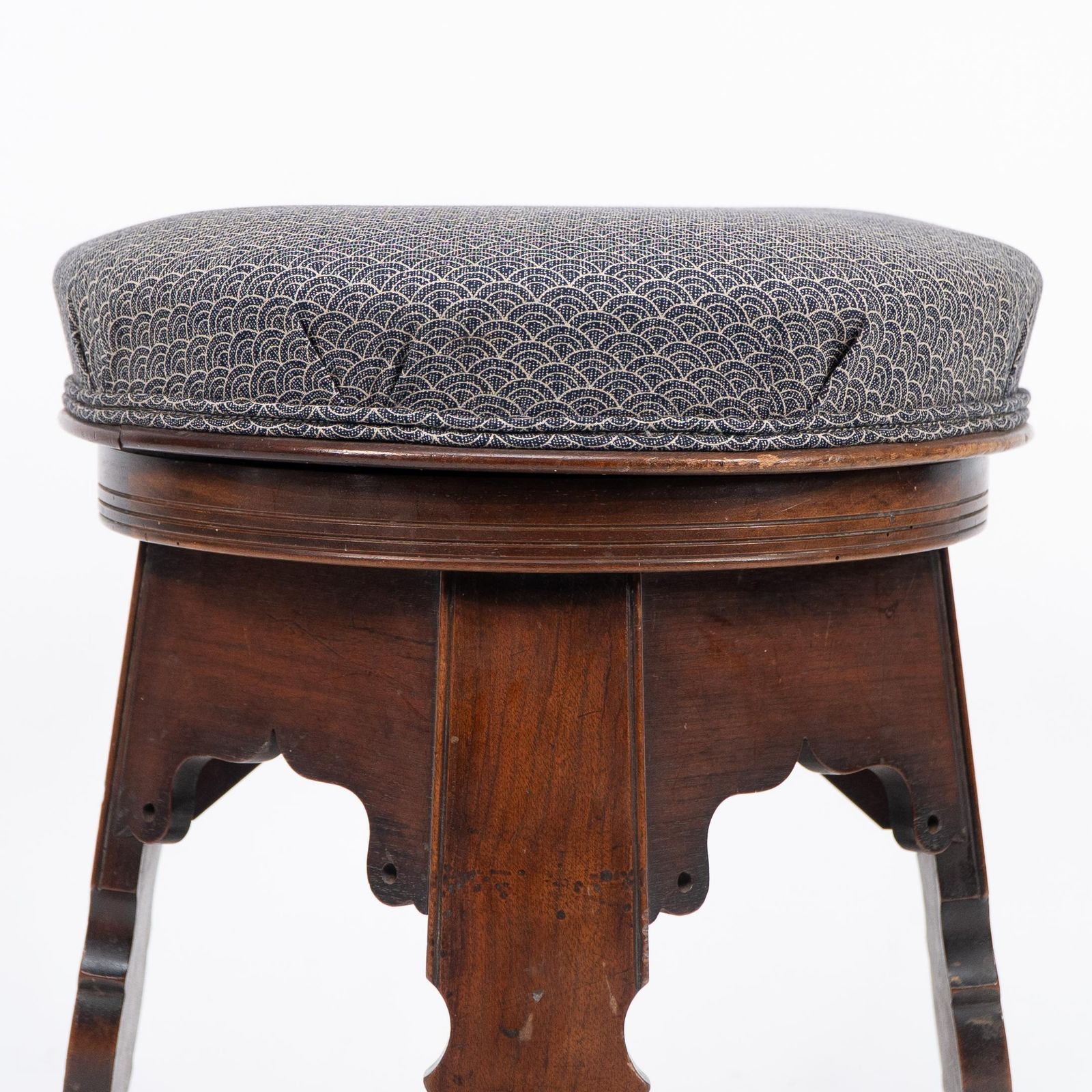 photo buy Liberty And Co Attri. A Rare Moorish Walnut Revolving Stool With Moorish Arches