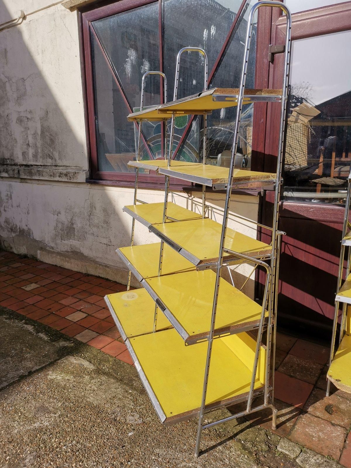 Stylish Midcentury Chrome On Steel Shop Shelving With Braced Back Supports photo buy