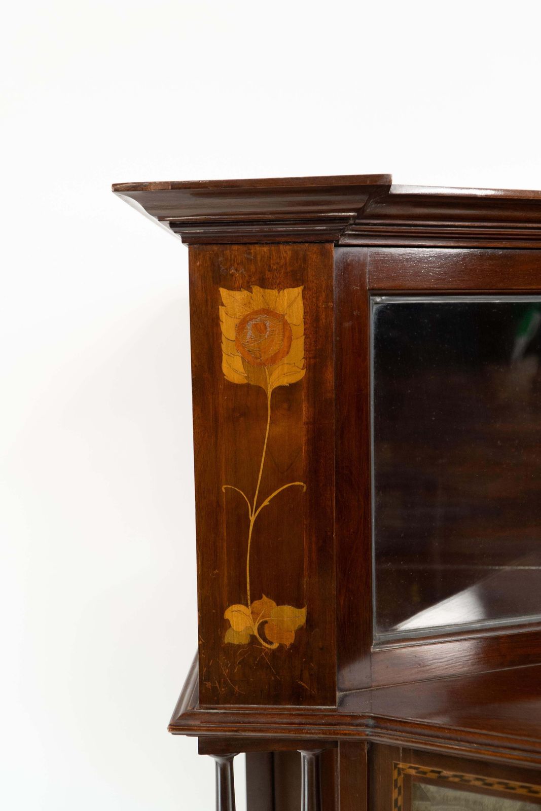 photo vinterior E. Goodall Manchester An English Arts & Crafts Display Cabinet With Floral Inlay