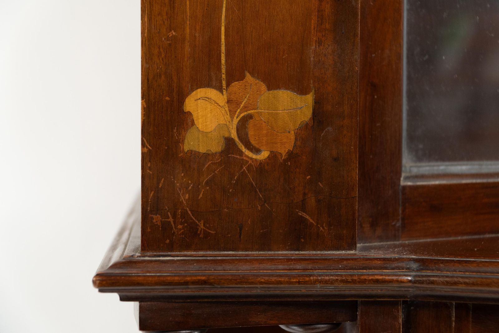 photo buy E. Goodall Manchester An English Arts & Crafts Display Cabinet With Floral Inlay