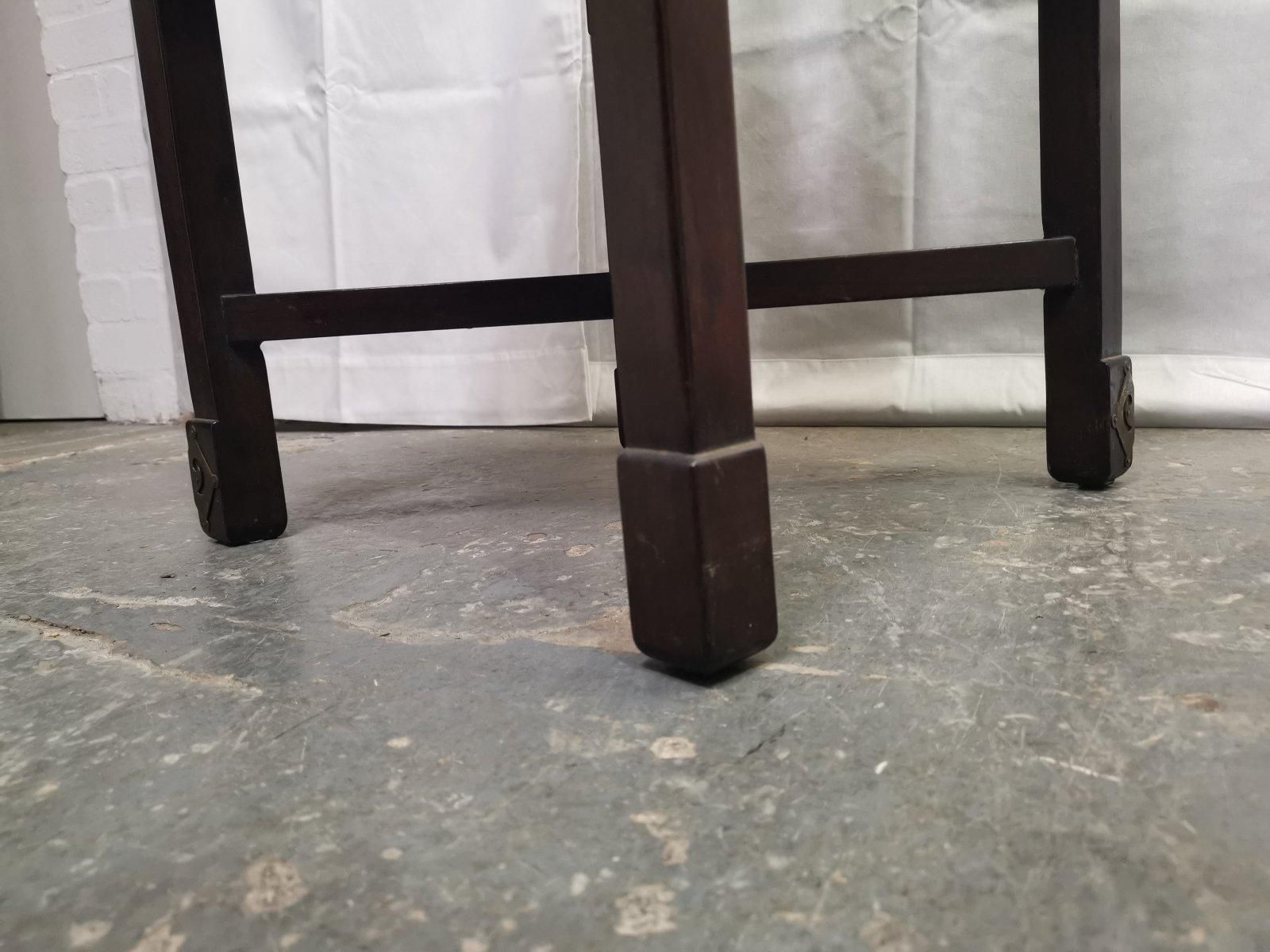 5711.0 Chinese Rosewood Dining Table & Four Chairs With Etched Decorative Brass Plaques photo