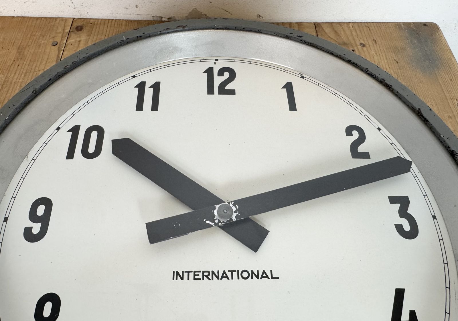 Grey Industrial Factory Wall Clock From International, 1950s photo furniture