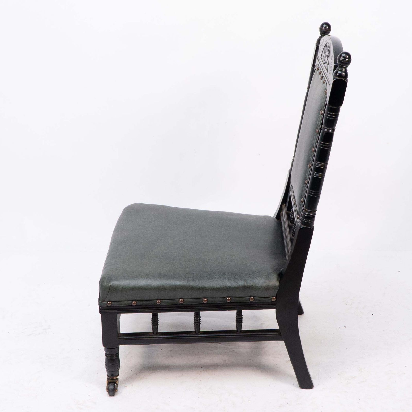 Gregory & Co. An Aesthetic Movement Nursing Chair With Stylized Carved Sunflower photo Furniture