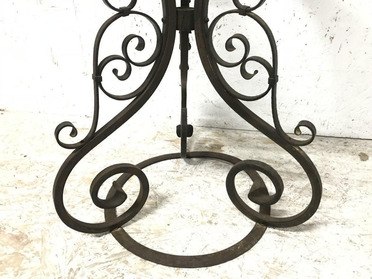 photo furniture A Pair Of Arts & Crafts Hand Formed Wrought Iron Side Tables With Scroll Details